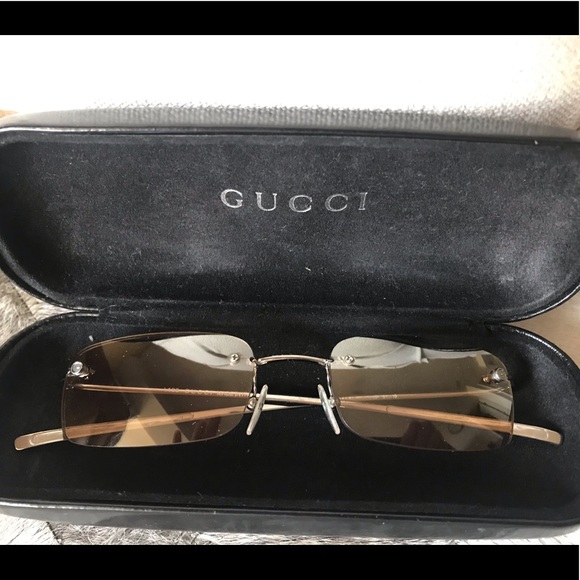 Gucci Metal Rimless Sunglasses w/ Case - Picture 2 of 8